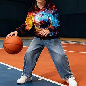 Sudadera con capucha y estampado 3D Cool Galaxy para niños, sudadera con forro de felpa suave con bolsillo de canguro - Product Image 3