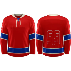 Maillots de hockey sur glace personnalisés, confortables et respirants, avec logo personnalisé, fourniture d'uniformes d'équipe OEM, 100% polyester - Product Image 2
