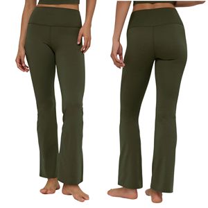 Pantalon de yoga écoresponsable uni pour femme, taille haute, coupe évasée, style cloche, pour la gym et le fitness - Product Image 1