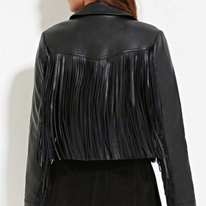 Precio de calidad, calidad superior, diseño personalizado, talla adulta, chaqueta con flecos para mujer, chaqueta occidental, chaqueta de cuero para mujer - Product Image 3