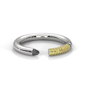 Noble Lights Sculptural Cigarette Inspired Ring in White Yellow and Black Gold Plating Studded Statement Art Ring Modern Luxury - Product Image 6