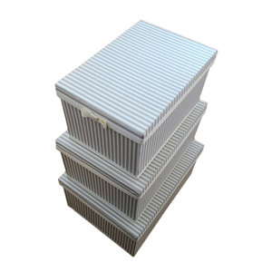 Boîte de rangement pour armoire avec rayures gris tourterelle - Tissu Oxford, plastique, lin pour l'organisation de la chambre - Product Image 1