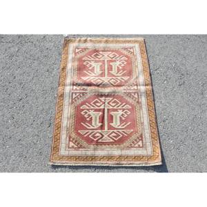 พรมทอถักขนแกะสีขาวสีแดงแบบคลาสสิกขนาด2.3x3.4ฟุตแบบตุรกีพรมสี่เหลี่ยมผืนผ้าขนาดใหญ่ด้านหลังยางขนาด10มม. สำหรับโถงทางเดิน - Product Image 1