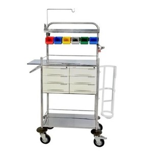Carro de Emergencias Médicas Premium con Cajones de Acero Inoxidable, Moderno Carro de Emergencias con Desfibrilador, Soporte para Vía Intravenosa y Accesorios para Hospitales, Certificación CE ISO - Product Image 4
