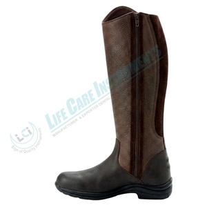 Botas de equitación profesionales para hombre, transpirables, con cremallera trasera larga, hasta la rodilla, de cuero genuino, combinación de marrón y negro. - Product Image 3