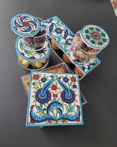 Handmade Round Pattern Paper Inlay <b>Box</b> Available <b>for</b> <b>Sale</b> Contemporary Chic Vintage Decorative Marble and Acrylic Jewelry <b>Box</b> - Product Image 3