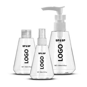 Emballage cosmétique personnalisé 100ml 150ml 250ml Bouteille de lotion pour le corps en plastique PET transparent avec pulvérisateur à pompe conique Gel nettoyant pour le visage - Product Image 1