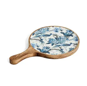 wood printed pizza pan for kitchenware and restaurants use at best price flower design piece hot sale product