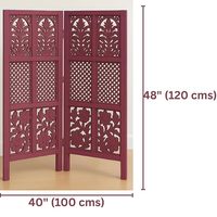 Paravent en bois |   Paravent pliable |   Séparateur d'intimité décoratif en jali sculpté pour salon, chambre et couloir (rose)