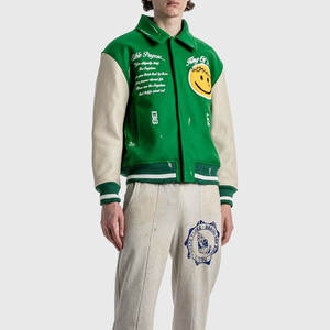 Chaqueta Varsity Personalizada de Invierno para Hombre, Mangas de Cuero PU de Alta Calidad, Estilo Urbano, Resistente al Viento, Poliéster Ecológico, Letras Personalizadas - Product Image 5