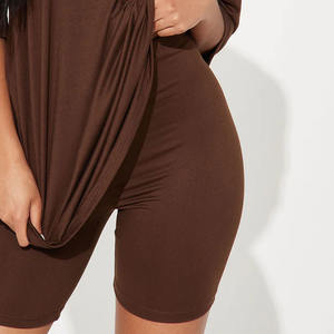 Camiseta de algodón 100% de otoño y Verano y conjunto corto de 2 piezas para mujer/conjunto de ropa de descanso transpirable de alta calidad de Color sólido para mujer - Product Image 6