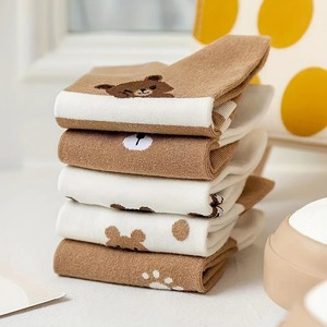 Cute <b>Cartoon</b> Bear Pattern Ankle <b>Socks</b> for Women Breathable Daily Use Stockings with Body Logo - Product Image 5