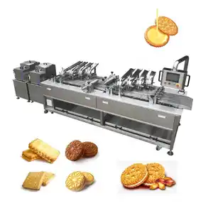 Four lane cream sandwich biscuit maker machine filling equipment snack machinery cookie line with cream filling supplier