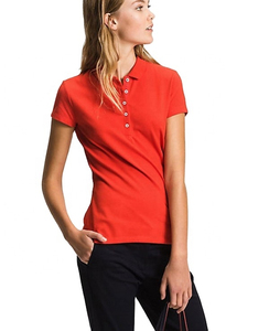 Camisetas Polo de Mujer de Color Rojo con Logotipo Personalizado OEM, Camisetas Polo de Manga Corta para Mujer, Ropa de Calle Informal de Verano - Product Image 2