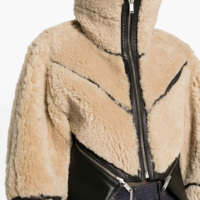 Blouson aviateur en cuir noir pour femme avec col et poignets en fausse fourrure moelleuse, fermeture éclair, manteau d'hiver décontracté en coton rembourré, grandes tailles