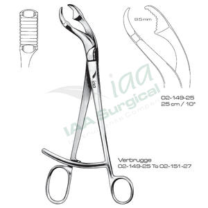 Pinzas de Sujeción Ósea Verbrugge 02-149-25 a 02-151-27, Pinzas de Reducción Ortopédicas de Acero Inoxidable - Product Image 5