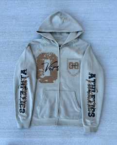 ชุดกางเกงวอร์มมีฮู้ดผ้าคอตตอนระบายอากาศมีซิปกางเกงวอร์มขาบานขากว้างสำหรับฤดูหนาวรุ่นปรับแต่งได้ตาม100% - Product Image 1