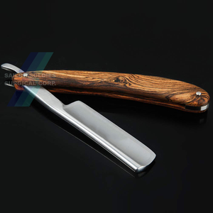 Haute qualité fabricant lame barbier rasage rasoirs avec manche en bois pour gorge barbe rasage prix usine - Product Image 2