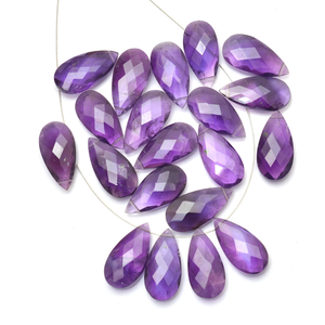 Perles de briolette en améthyste AAA+ de 10x20 mm, facettées, en forme de poire, améthyste africaine naturelle, pierre semi-précieuse en amande, perles en vrac pour bijoux - Product Image 3