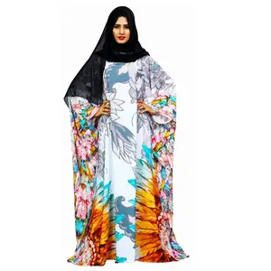 Party Wear Russian Crisp Printed Abaya Arabic Kaftan Abaya Dubai Style High End Fabric Kaftan Abaya Islamic Dress Kaftan