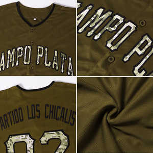 Vente en gros Maillot de softball noir camouflage olive authentique Maillot de softball respirant évacuant l'humidité Maillots de softball à col en V et boutons complets - Product Image 5