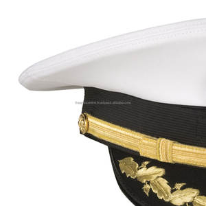 Casquette blanche uniforme de haute qualité avec badge en bullion, casquettes à visière en gros, prix personnalisé bon marché à vendre - Product Image 6