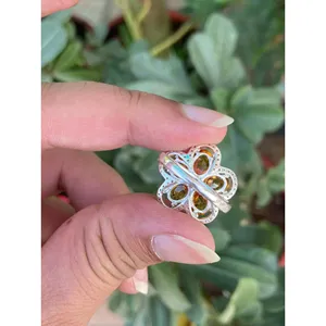 Anillo Floral de Plata 925 con Citrino, Joyería Fina Hecha a Mano con Gema de Corte Ovalado, Bañado en Rodio para Uso Diario y para Hombres - Product Image 5