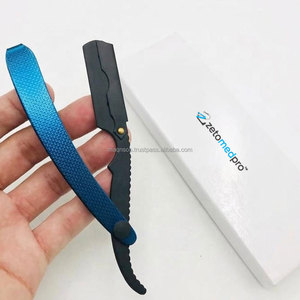 Navaja de Afeitar Clásica de Acero Azul, No Desechable, de Una Sola Hoja, para Salón, Corte de Pelo, Afeitado Corporal, de Garganta, para Barberos, Bikini, Hombres, Uso en Seco - Product Image 1