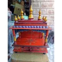 Temple hindou en bois, armoire murale Pooja Mandir, design indien traditionnel élégant avec tiroir pour la décoration de la maison, du bureau et la prière