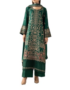Vestidos de fiesta personalizados para mujer, atractivos trajes Shalwar Kameez de estilo indio, vestido bordado de tela Lawn y dupatta de gasa. - Product Image 1