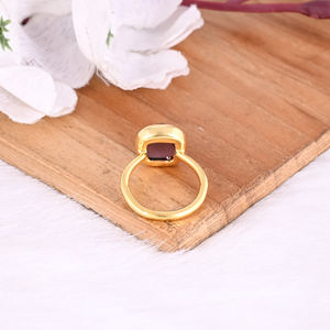 925 Sterling Solid Silver <b>Purple</b> Amethyst Gemstone Handmade Wholesale Ring Yellow Gold Plated Jewelry Gift For Her - Product Image 3