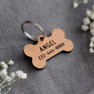 Custom Bone-Shaped Wooden <b>Pet</b> ID Tags: Personalized <b>Collar</b> Tags for <b>Pets</b> Vietnam Producer - Product Image 4