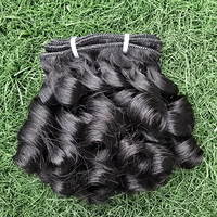 Extensions de cheveux humains de luxe Super Double Drawn, tissage double à la machine, boucles Fumy, lots de cheveux vierges indonésiens Remy, cuticules alignées 12A