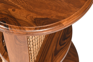 Table d'appoint pivotante moderne, table d'appoint rotative, ottoman de rangement en bois massif écologique et tissu rembourré pour entrée et salon - Product Image 4