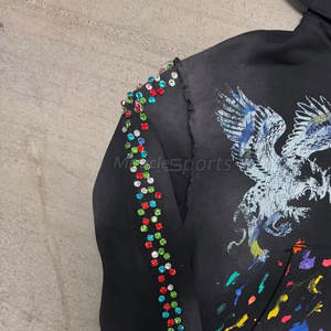 New Arrival Men's Acid Wash <b>Rhinestone</b> <b>Hoodies</b> Basics Cotton Blended Men's Acid Wash <b>Rhinestone</b> <b>Hoodies</b> - Product Image 2