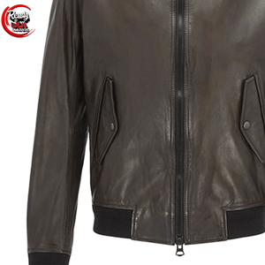Veste d'hiver en cuir et toile pour homme, style streetwear, couleur unie, logo personnalisé, col montant, imperméable et coupe-vent - Product Image 4