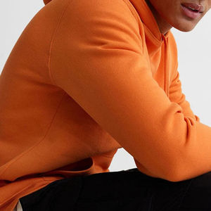 Men's <b>Orange</b> Hooded Sweatshirt Regular Fit Solid Color Cotton <b>Fleece</b> Casual Autumn Wear Pocket Design Knitted Hoodie - Product Image 5