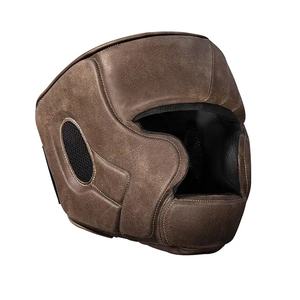 Casques de boxe en cuir de vache brun pour la protection de la tête, entraînement professionnel, fermeture pour le Muay Thai - Product Image 2