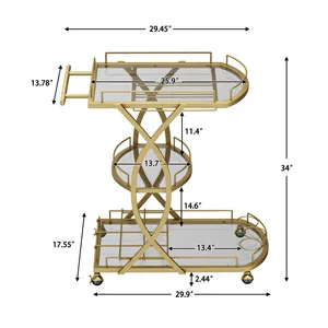 Chariot de bar de style américain en plastique plaqué de qualité supérieure, roues sûres, durable, écologique pour les hôtels, les villas, la décoration intérieure - Product Image 5
