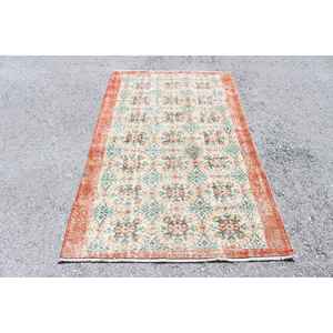 Alfombra Turca de 3.9x6.46 pies, Alfombra Vintage, Alfombra Oriental Roja y Verde - Product Image 1