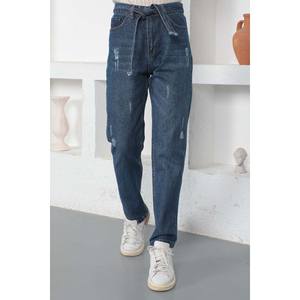 Jeans Casuales Estilo Boyfriend con Cinturón, Cómodos, de Spandex/Poliéster, Corte Midi - Product Image 4