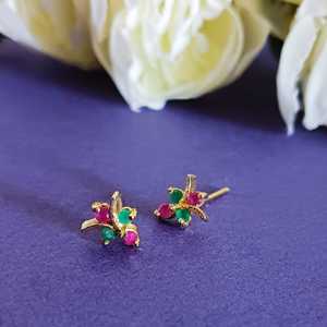 Boucles d'oreilles de créateur indien plaqué or avec zircon cubique CZ Bijoux pour femmes et filles - Product Image 2