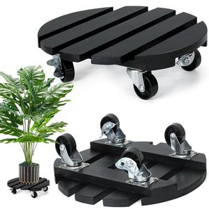 Chariot à plantes WPC mobile, robuste, portable, avec 2 <span class=keywords><strong>roulettes</strong></span> métalliques verrouillables pour une utilisation en intérieur/extérieur (noir) - Product Image 1