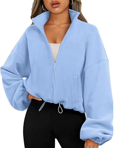 Chaquetas de Forro Polar para Mujer, Sudaderas Extra Grandes con Cierre, Ropa de Invierno, Manga Larga, Estilo Corto, Sherpa, Atuendos de Otoño, Moda - Product Image 6