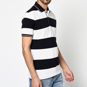 Polo de manga corta a rayas para hombre, estilo casual tejido, diseño de cuello redondo, nuevo diseño transpirable, camisetas polo para hombre - Product Image 4