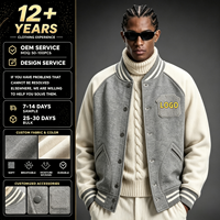Blouson Bomber Vintage Homme Style Collège Baseball Color Block Manches Raglan Rayées Poignets Côtelés Patch Embossé Manteau Urbain Varsity OEM ODM