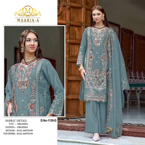 Trajes de Salwar de Organza pesada étnica de Pakistán indio de calidad superior, trabajo cortado a mano con bordado Dupatta, suministro de fábrica al por mayor - Product Image 2