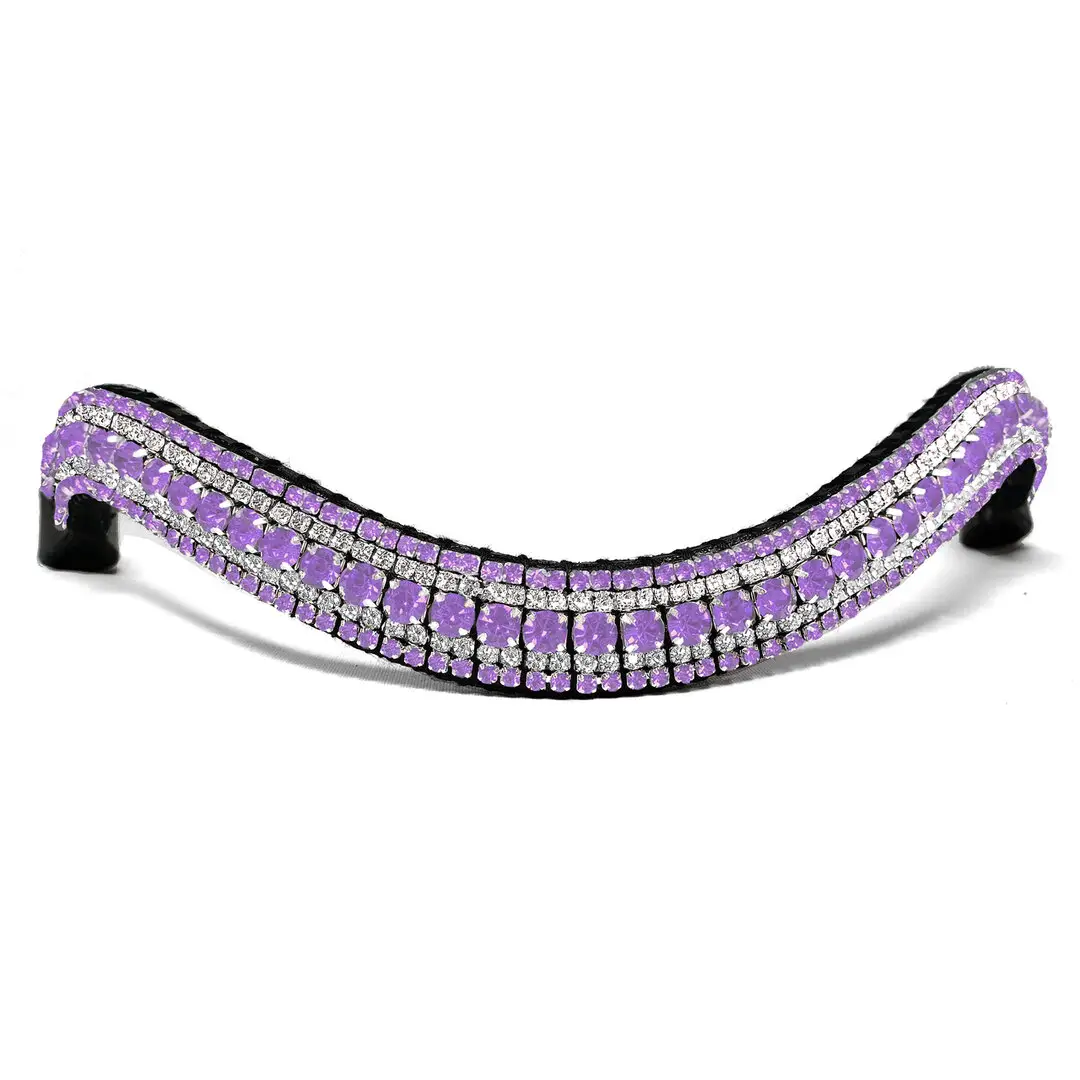 Equestrian Brow band Lavender & Crystal Horse Brow Band Custom Design Cheap Wholesale Horse