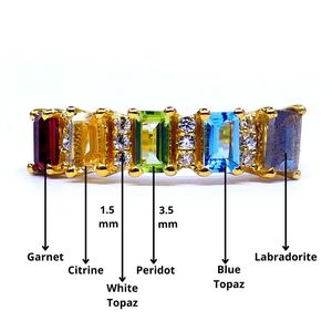 Bague de fiançailles pour femme en argent sterling réglable 925 avec pierres précieuses multicolores plaquées or - Product Image 2