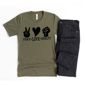 Camiseta de Jersey Peace Love Equality, Transpirable, Tela de 200 Gramos, Diseño Serigrafiado - Product Image 1